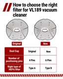 VacLife Hepa Filter Only for VL188,VL189, 4 Pack, Type B-NEW