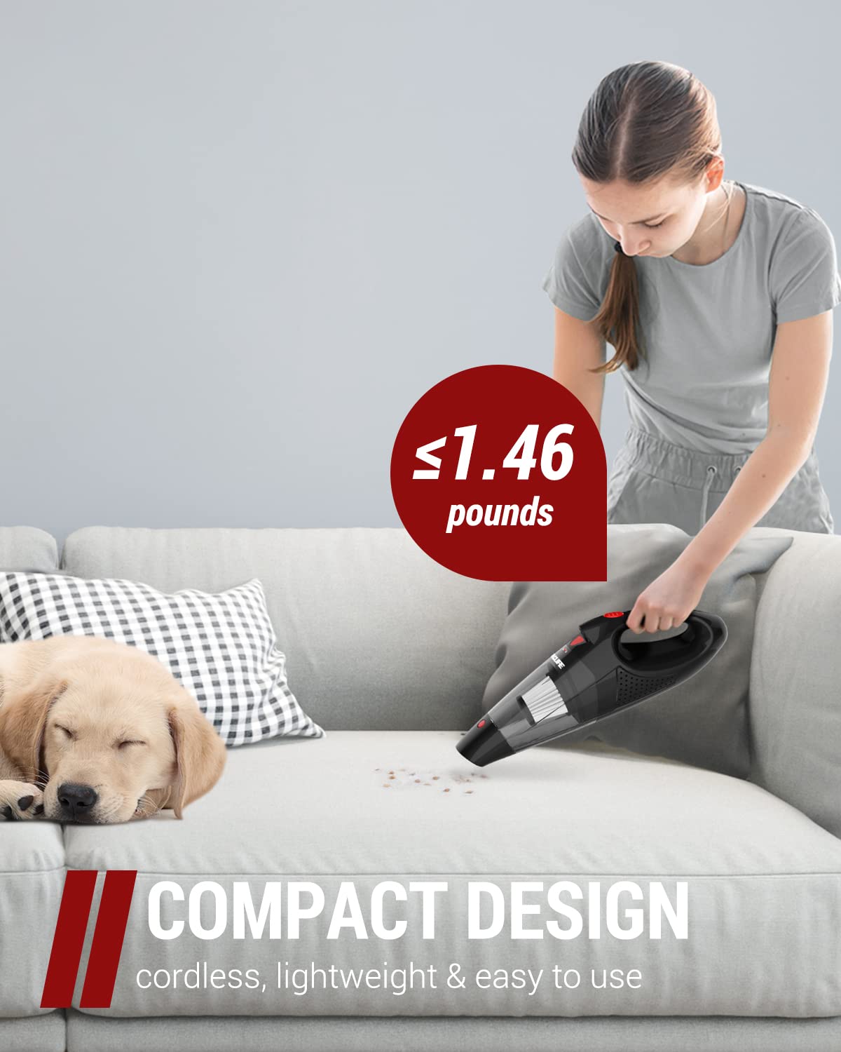 Powools RNAB0BN3NX44S powools pet hair handheld vacuum - car vacuum  cordless rechargeable by vaclife, well-equipped hand vacuum for carpet,  couch