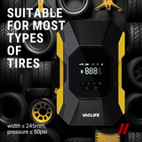 VacLife Tire Inflator Portable Air Compressor - Cordless Rechargeable Air Compressor Portable, Powerful Air Pump for Car Tires & Inflatables, Wireless Bike Pump, Yellow (VL728)
