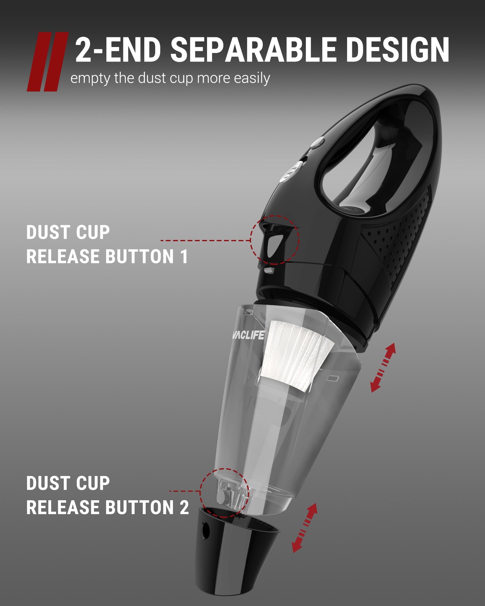 VacLife Handheld Vacuum Cleaner - Car Vacuum Cordless Rechargeable wit