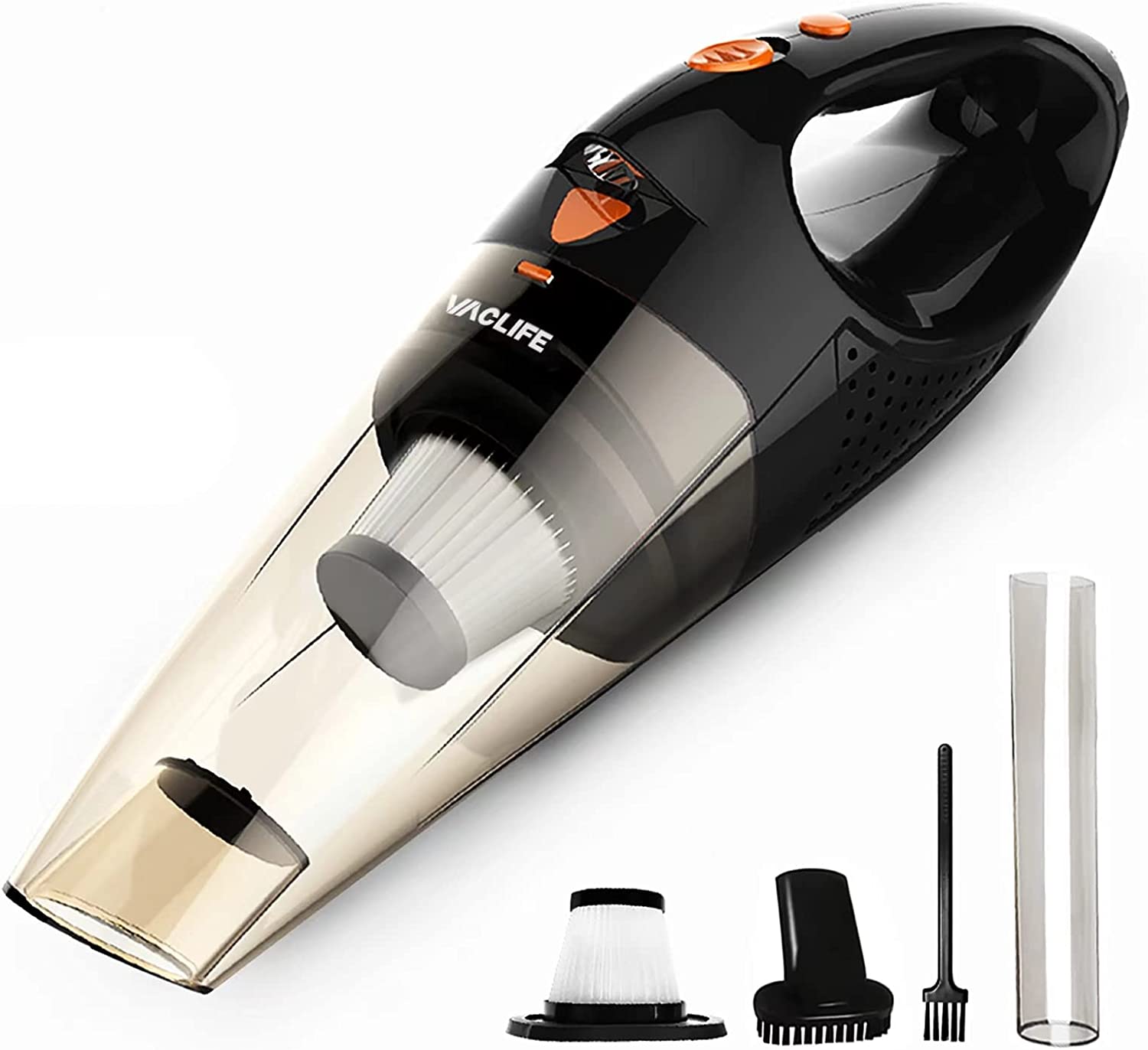 VacLife Handheld Vacuum, Car Vacuum Cleaner Cordless, Mini Portable Rechargeable Wireless Vacuum Cleaner with 2 Filters, Orange (VL189) - ASIN: B08576D2RL