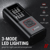VacLife 150 Psi Cordless Tire Inflator Portable Compressor, Quick Inflation, Auto Shutoff, LED Light, Accs, Red